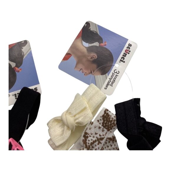 Scunci Knotted Ponytailers 3 Pcs Lot of 2 Hair Accessories Multicolor Bow - Picture 4 of 6
